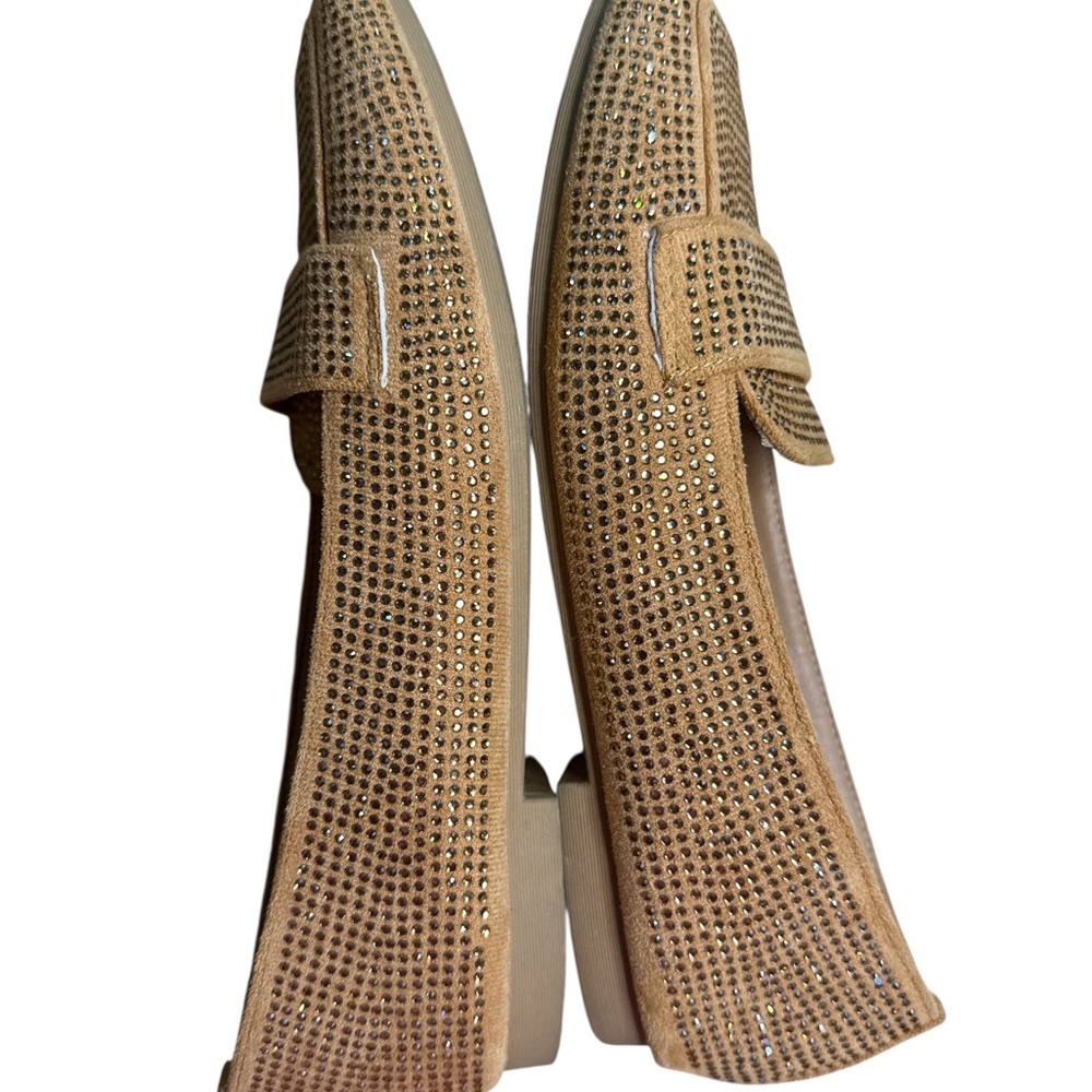 Atalina Chic Tan Loafers with Rhinestone Detailing Size 38 Women’s 7 / 7.5 - Picture 5 of 6